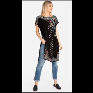 Johnny Was Black Floral Embroidered Tunic Cover Up